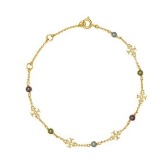both TORY BURCH Kira Multi Pearl Delicate Chain Bracelet - Picture 1 of 4